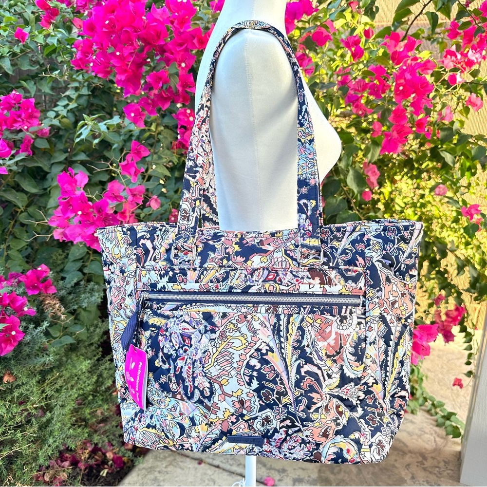 Vera‎ Bradley Tangier Paisley Work Tote Laptop Bag Performance Twill NEW Navy